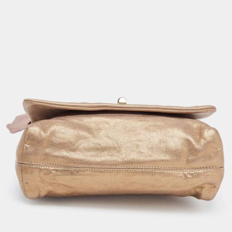 Pre Owned Lanvin Bronze Quilted Leather Happy Flap Shoulder Bag