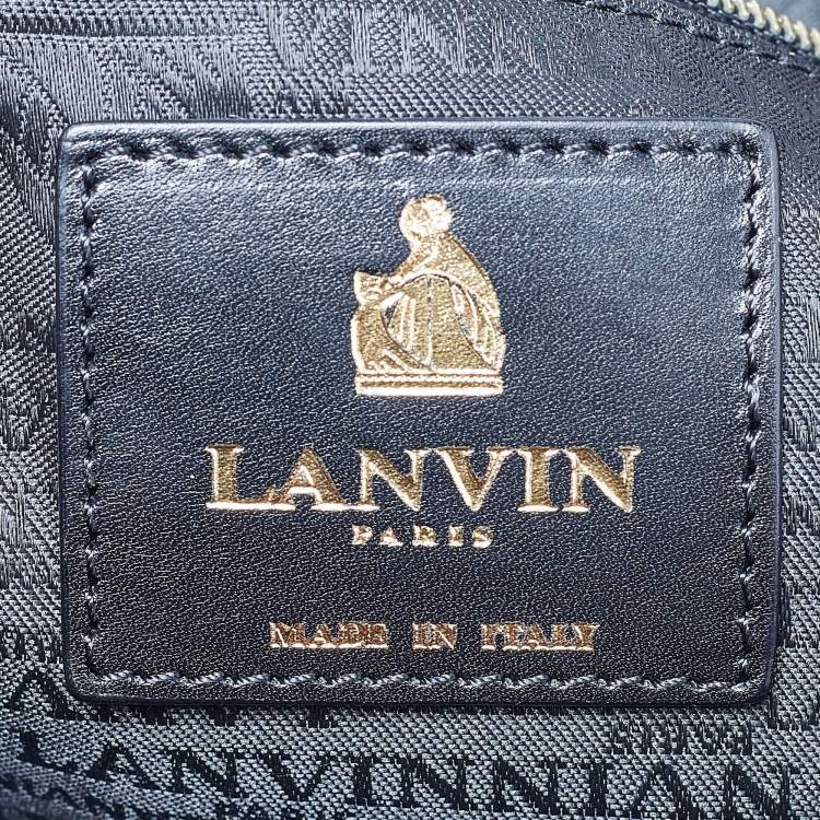 Pre Owned Lanvin Rust/Red Leather/Satin and Patent Leather Amalia Cabas Tote