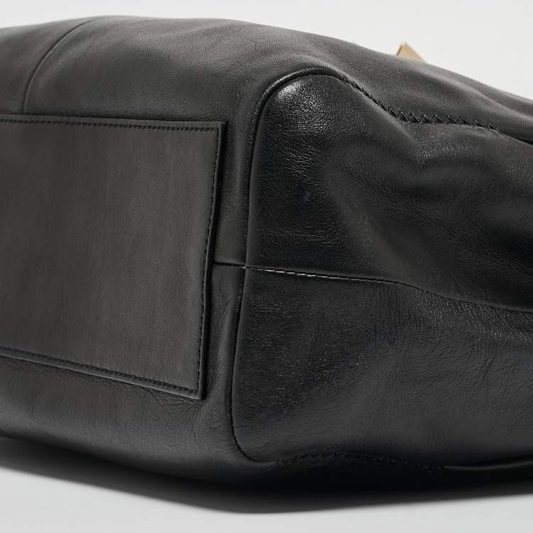 Pre Owned Lanvin Black/Navy Blue Leather For Me Double Top Handle Bag