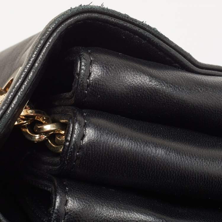 Pre Owned Lanvin Black Leather Flap Chain Shoulder Bag