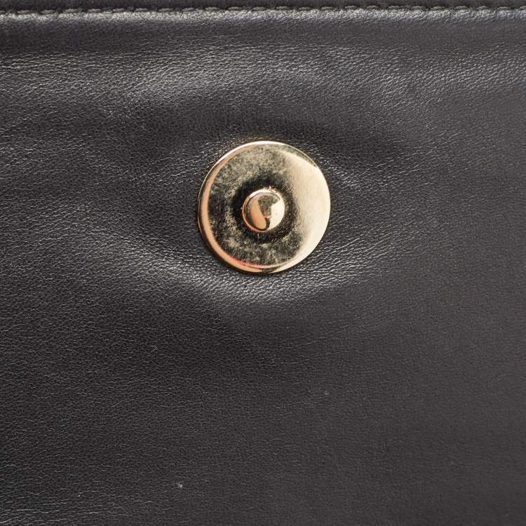 Pre Owned Lanvin Black Leather Flap Chain Shoulder Bag