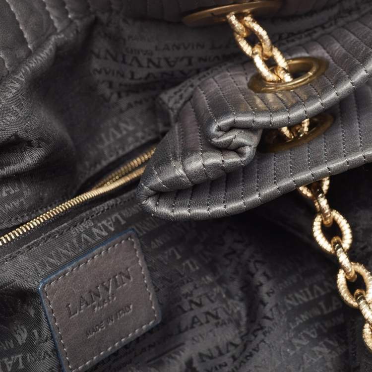 Pre Owned Lanvin Dark Grey Quilted Leather Amalia Tote
