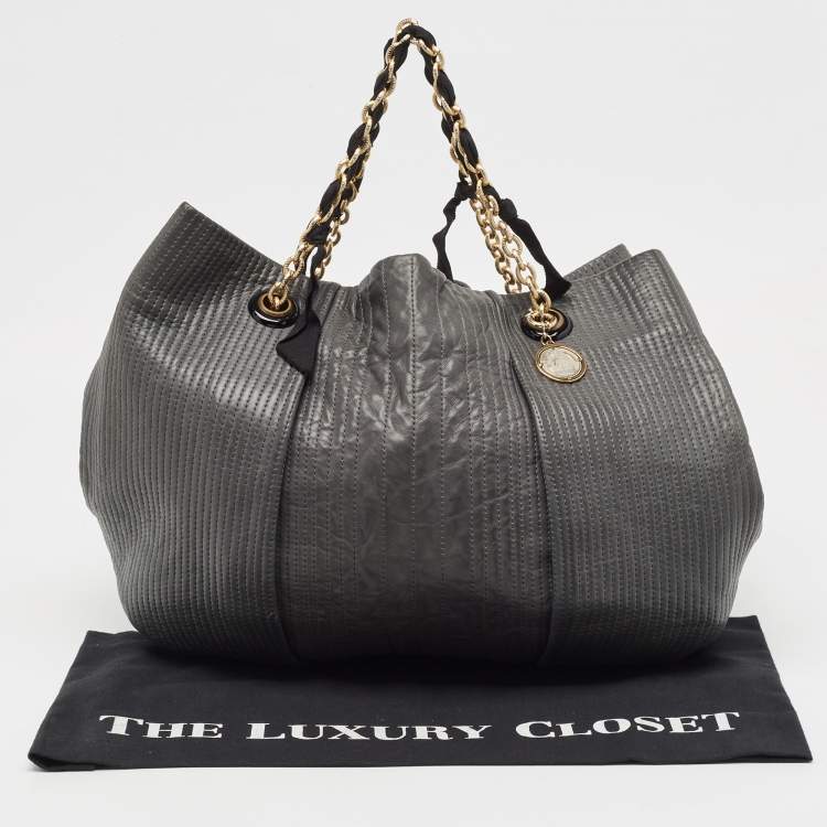 Pre Owned Lanvin Dark Grey Quilted Leather Amalia Tote