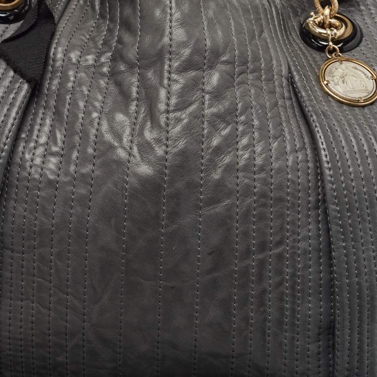 Pre Owned Lanvin Dark Grey Quilted Leather Amalia Tote