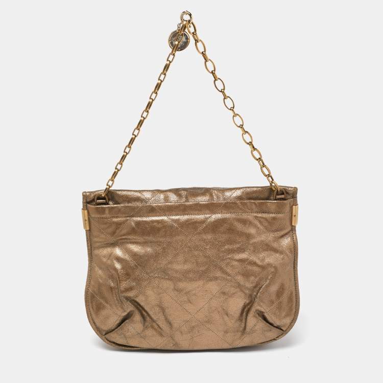 Pre Owned Lanvin Metallic Gold Leather Chain Hobo