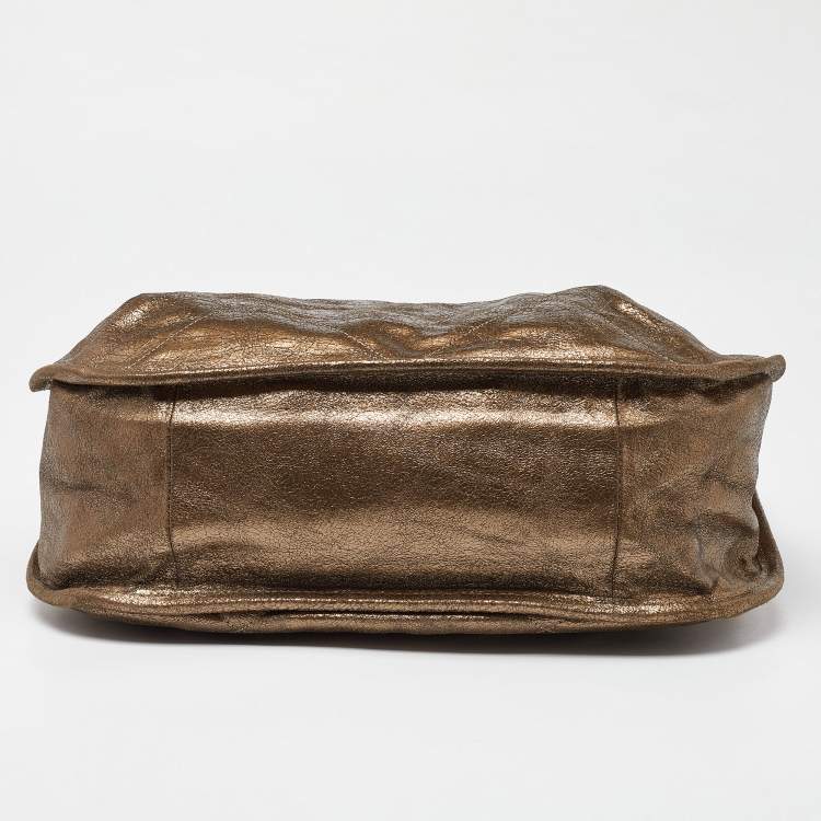 Pre Owned Lanvin Metallic Gold Leather Chain Hobo