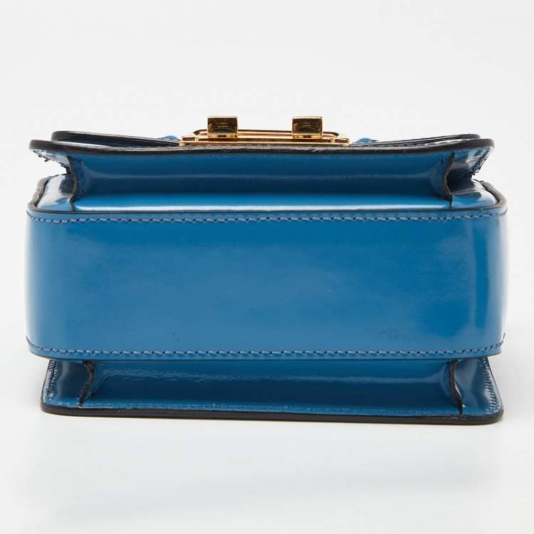Pre Owned Lanvin Blue Patent Leather Jiji Shoulder Bag