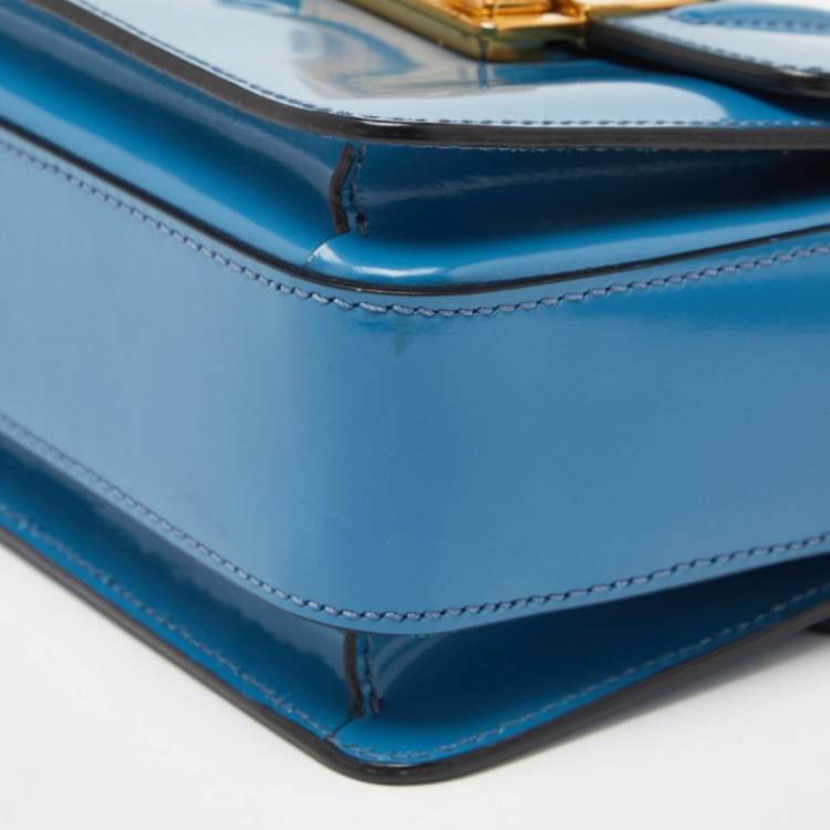 Pre Owned Lanvin Blue Patent Leather Jiji Shoulder Bag