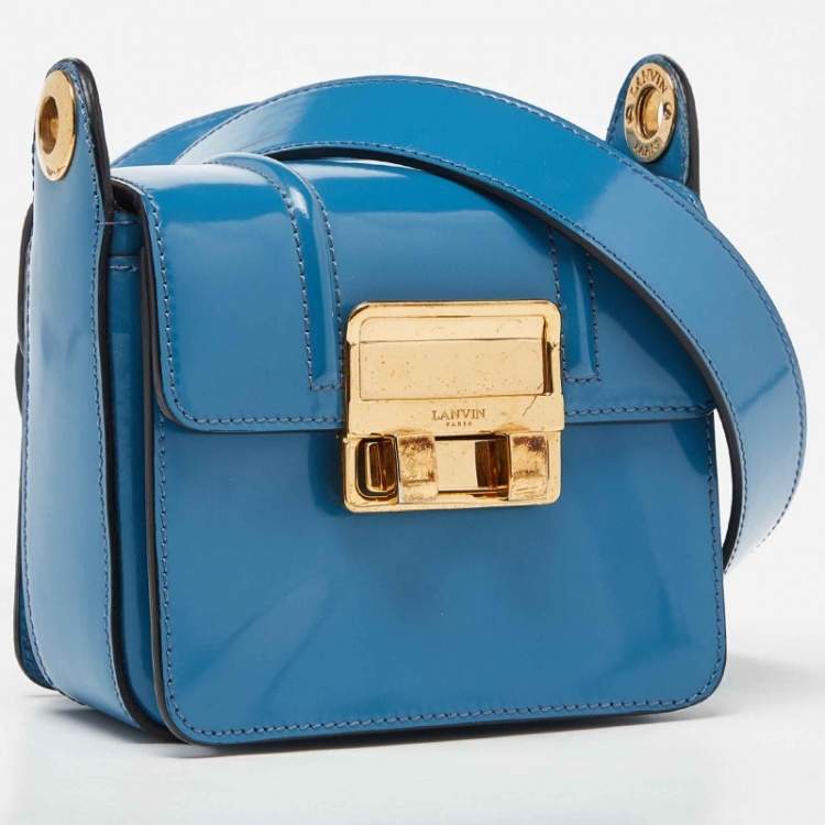 Pre Owned Lanvin Blue Patent Leather Jiji Shoulder Bag