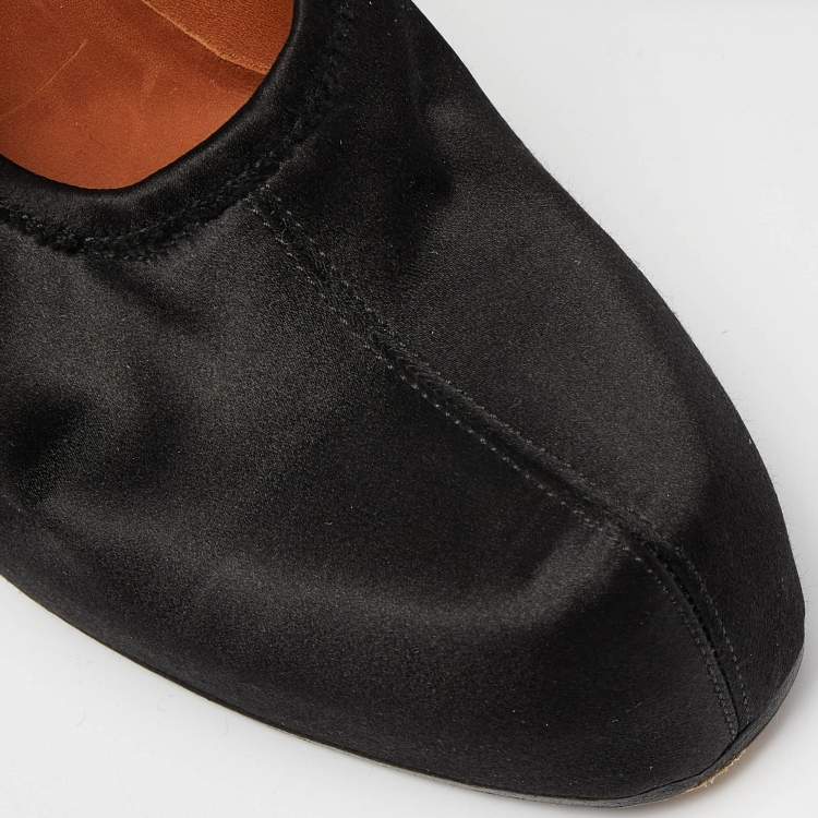 Pre Owned Lanvin Black Satin Platform Pumps Size 38.5