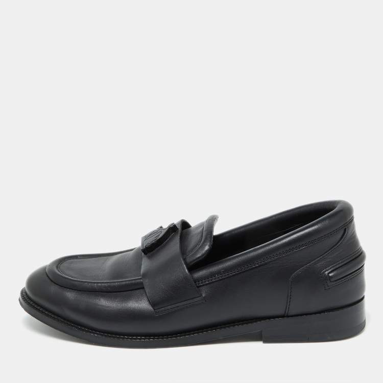 Pre Owned Lanvin Black Leather Slip on Loafers Size 41