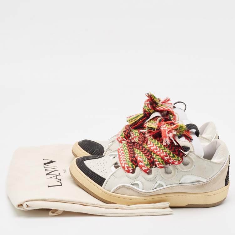 Pre Owned Lanvin Multicolor Leather and Suede Curb Chunky Sneakers Size 40