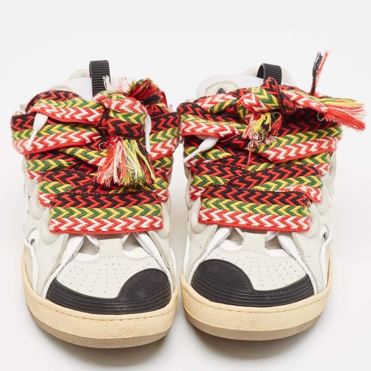 Pre Owned Lanvin Multicolor Leather and Suede Curb Chunky Sneakers Size 40