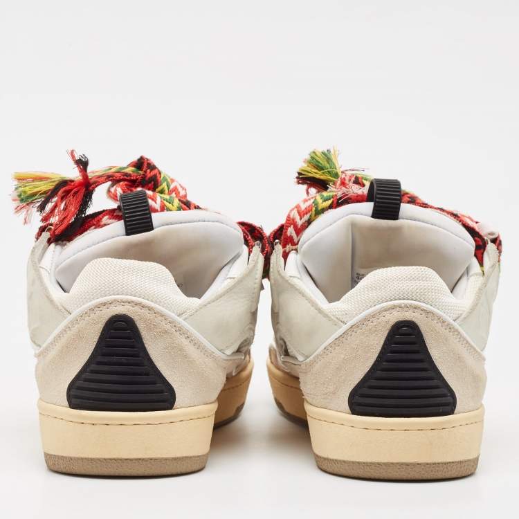 Pre Owned Lanvin Multicolor Leather and Suede Curb Chunky Sneakers Size 40