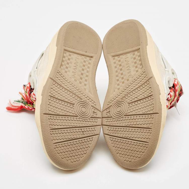 Pre Owned Lanvin Multicolor Leather and Suede Curb Chunky Sneakers Size 40