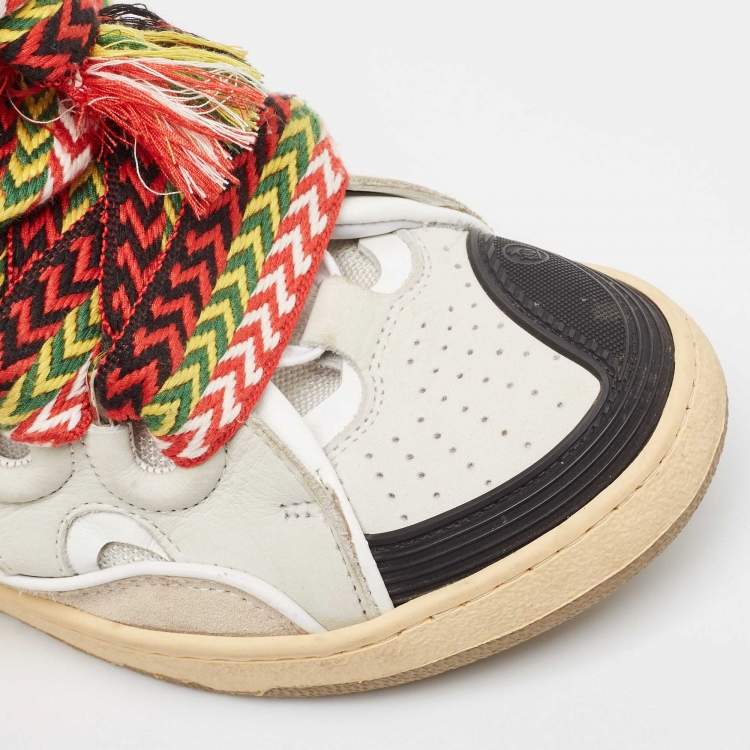 Pre Owned Lanvin Multicolor Leather and Suede Curb Chunky Sneakers Size 40