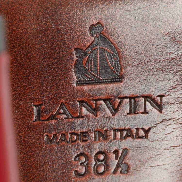 Pre Owned Lanvin Red Patent Leather Pointed Toe Platform Pumps Size 38.5