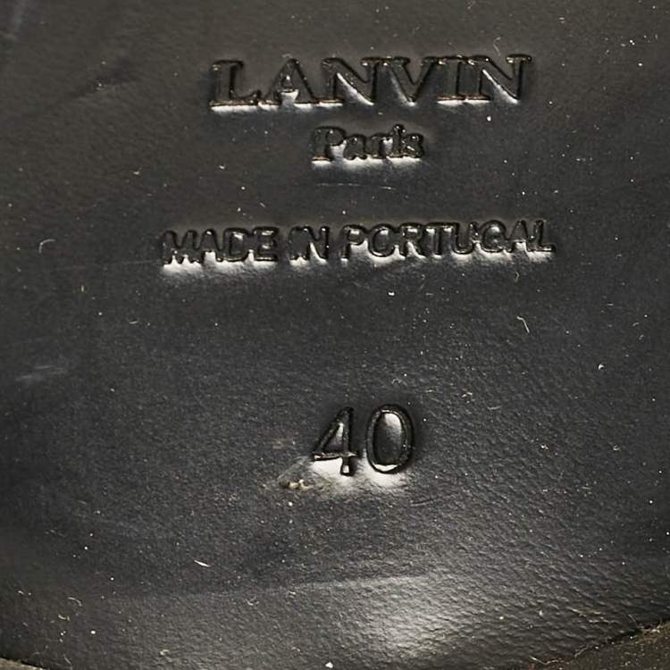 Pre Owned Lanvin Black Leather Chain Detail Lace Up Ankle Length Boots Size 40