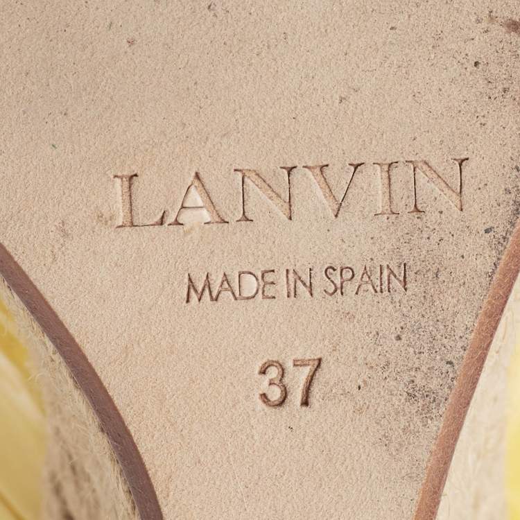 Pre Owned Lanvin Yellow Patent Leather Wedge Pumps Size 37