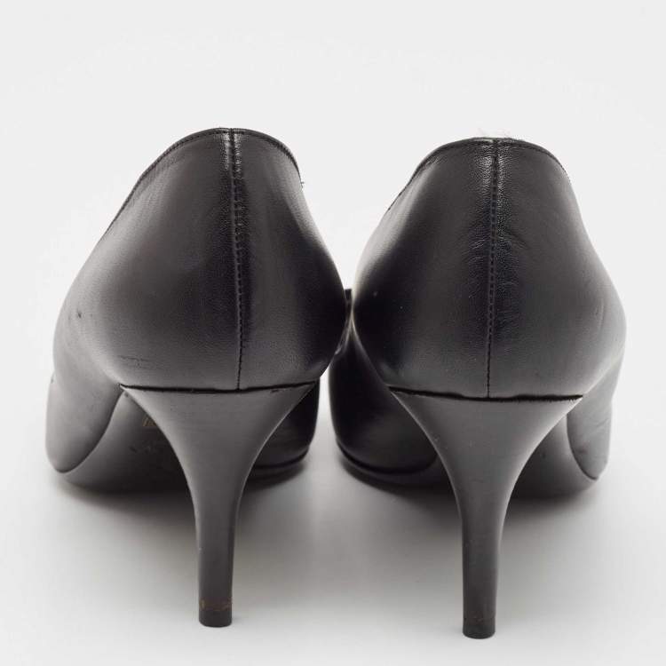 Pre Owned Lanvin Black Leather Pointed Toe Pumps Size 39