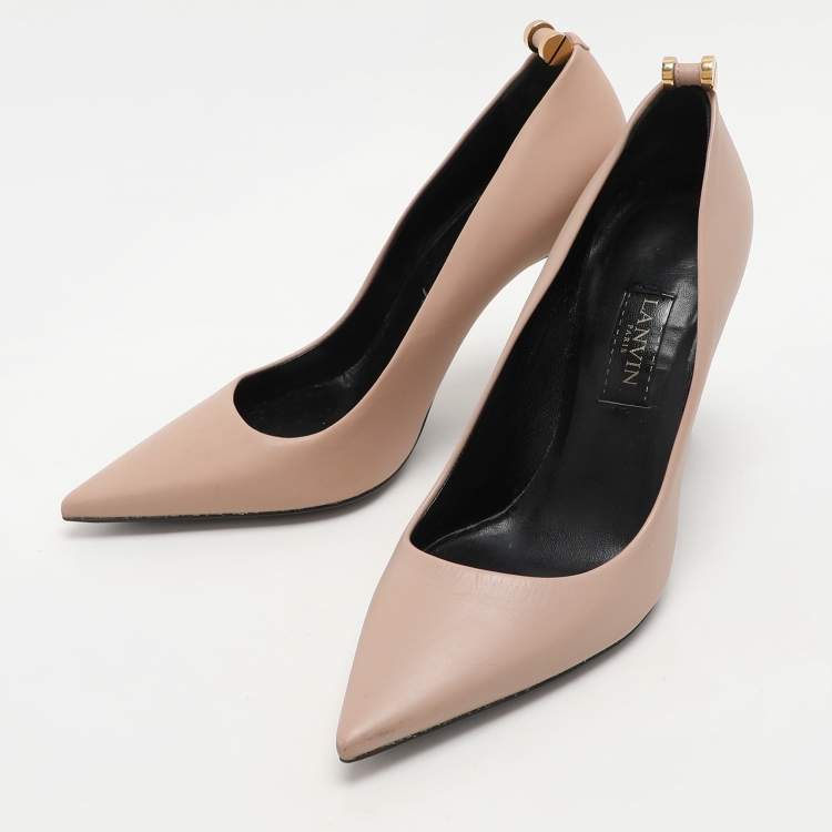Pre Owned Lanvin Beige Leather Pointed Pumps Size 36