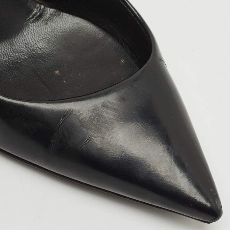 Pre Owned Lanvin Black Leather Pointed Toe Pumps Size 36
