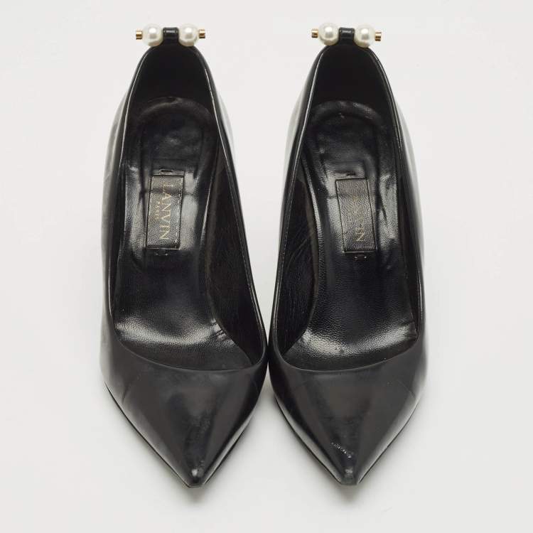 Pre Owned Lanvin Black Leather Pointed Toe Pumps Size 36