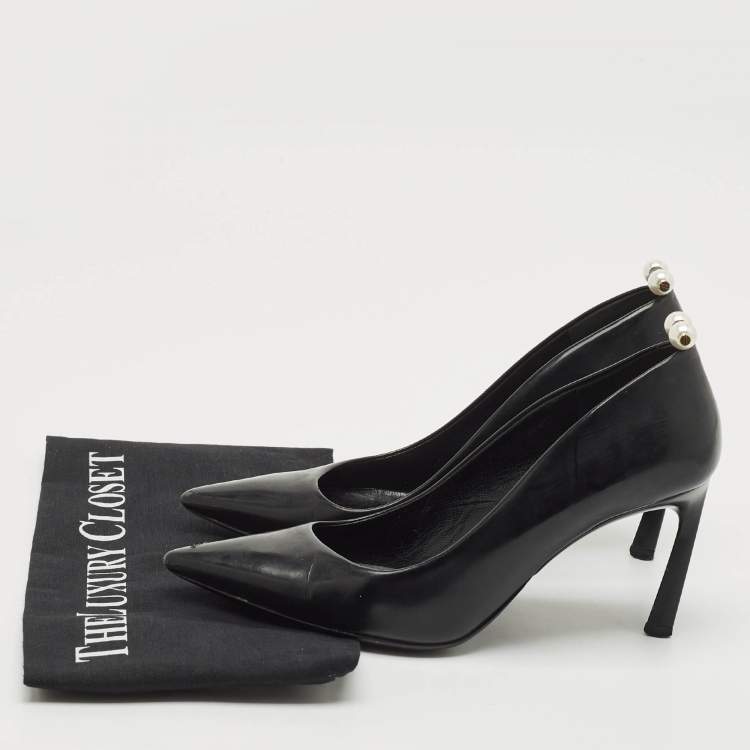 Pre Owned Lanvin Black Leather Pointed Toe Pumps Size 36