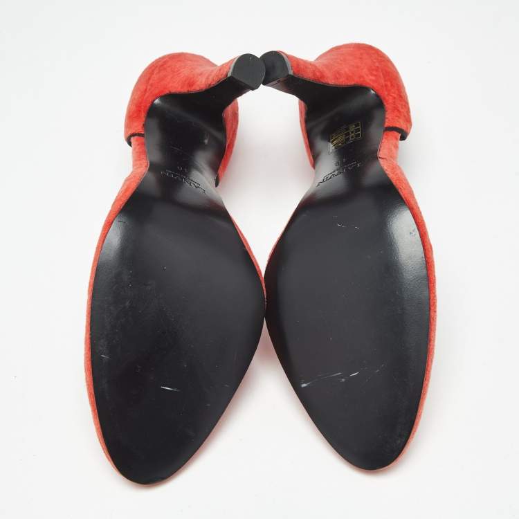 Pre Owned Lanvin Red Velvet Round Toe D'orsay Pumps Size 40