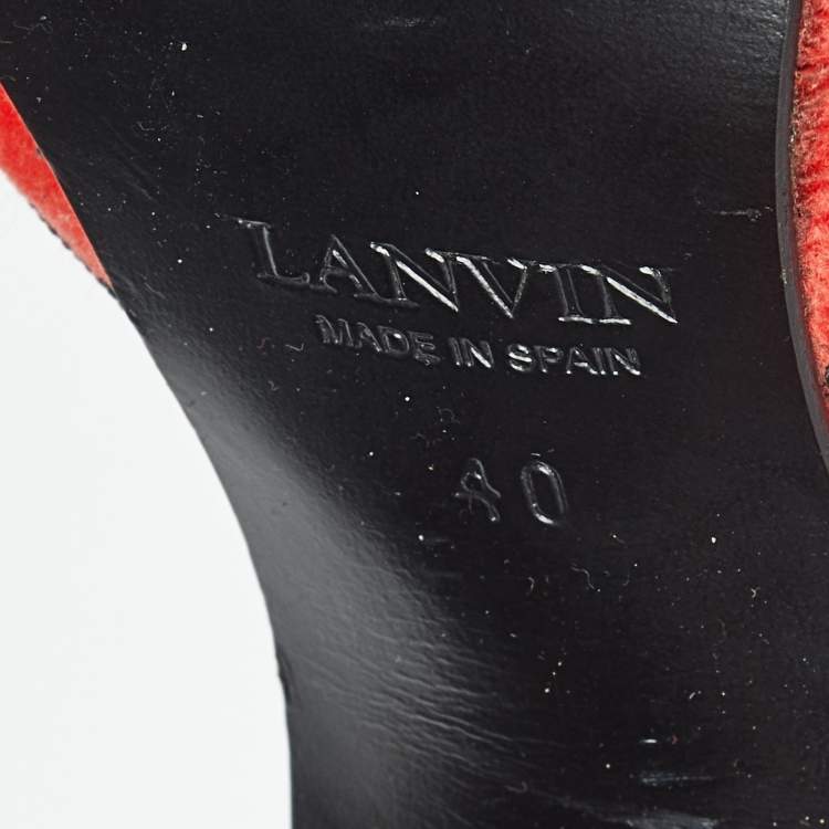 Pre Owned Lanvin Red Velvet Round Toe D'orsay Pumps Size 40