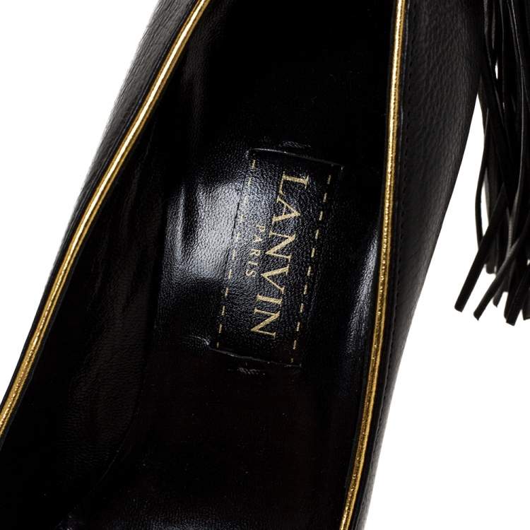 Pre Owned Lanvin Black Leather Tassel Embellished Pumps Size 36