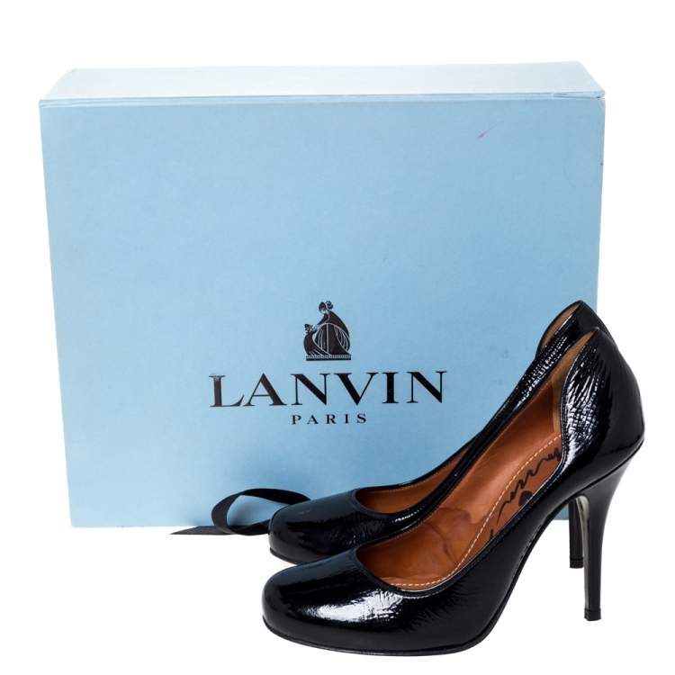 Pre Owned Lanvin Black Patent Leather Pumps Size 37