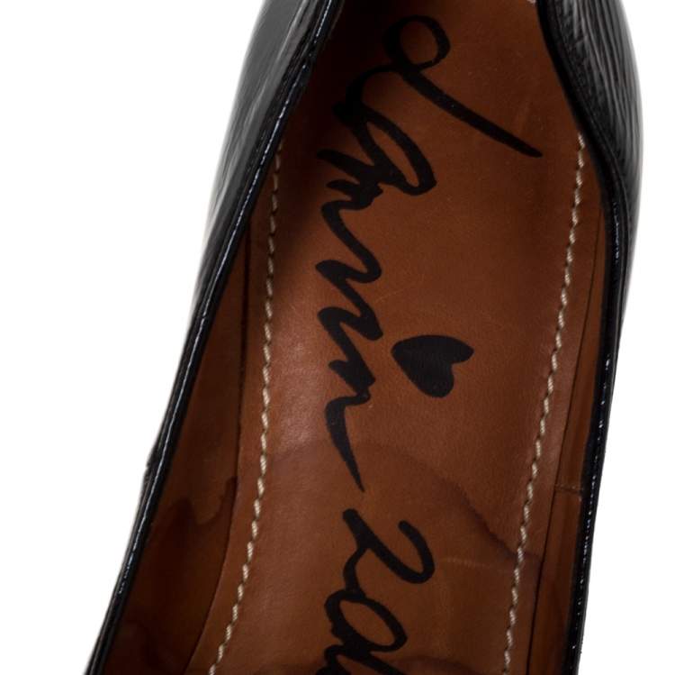 Pre Owned Lanvin Black Patent Leather Pumps Size 37