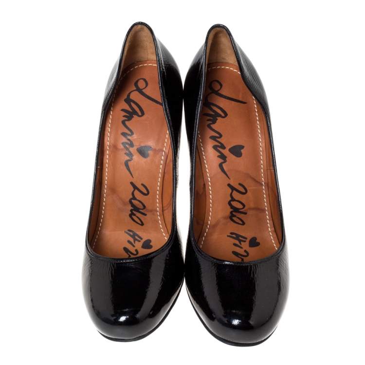 Pre Owned Lanvin Black Patent Leather Pumps Size 37