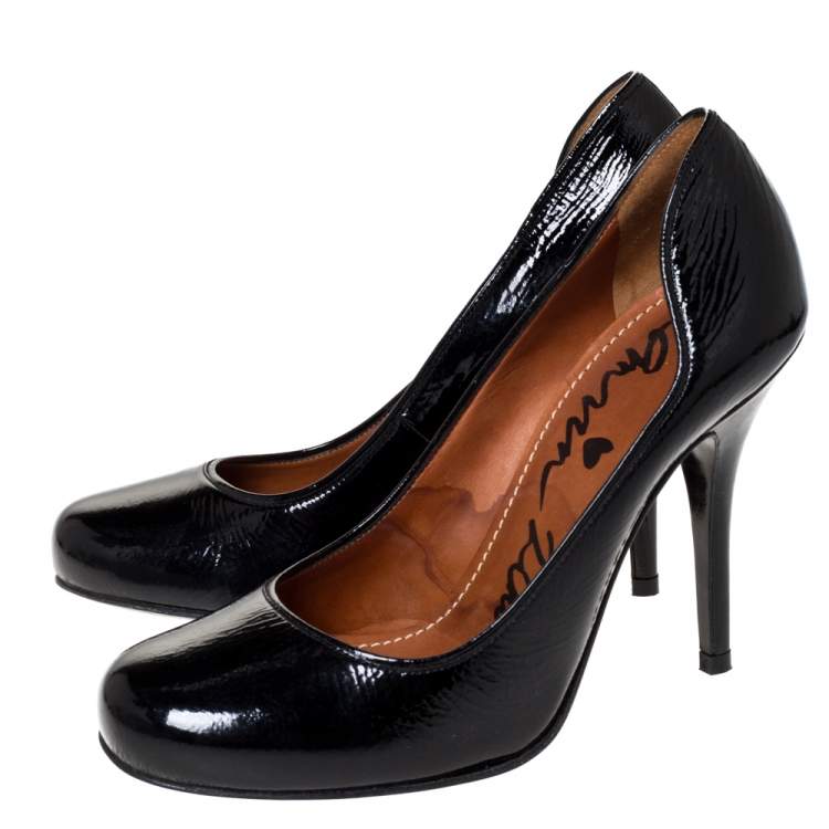 Pre Owned Lanvin Black Patent Leather Pumps Size 37