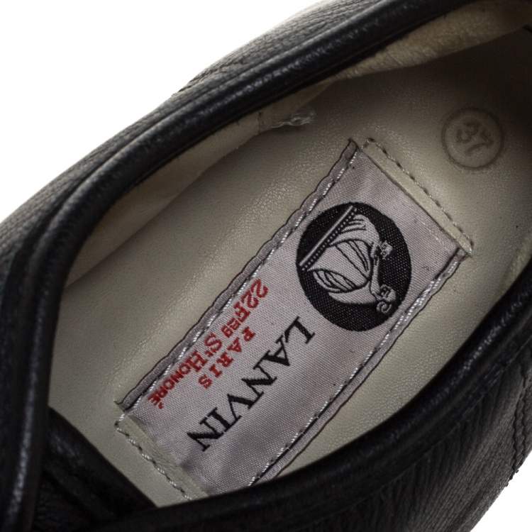 Pre Owned Lanvin Black Leather Lace Up Low Top Sneakers Size 37