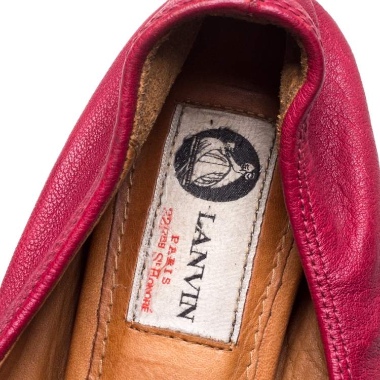 Pre Owned Lanvin Magenta Leather Ballet Flats Size 38