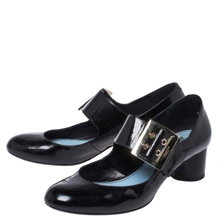 مملوكة مسبقًا Lanvin Black Patent Leather Mary Jane Pumps Size 38