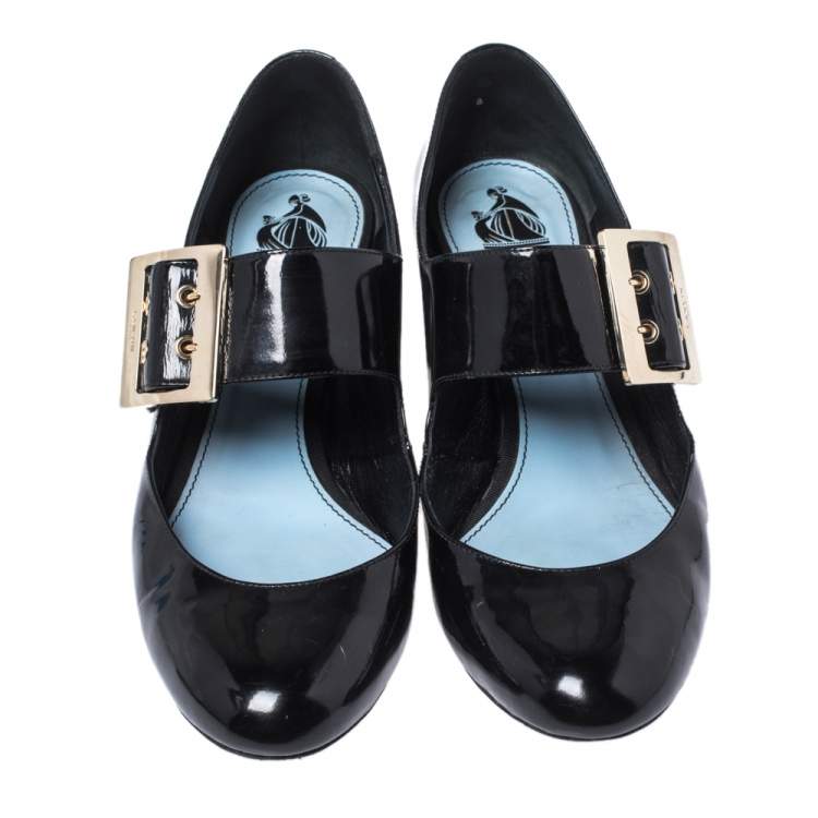 مملوكة مسبقًا Lanvin Black Patent Leather Mary Jane Pumps Size 38