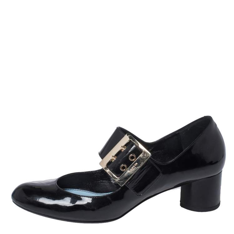 مملوكة مسبقًا Lanvin Black Patent Leather Mary Jane Pumps Size 38