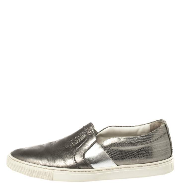 form alder Springboard Lanvin Metallic Grey Leather Slip On Sneakers Size 37 Lanvin | TLC
