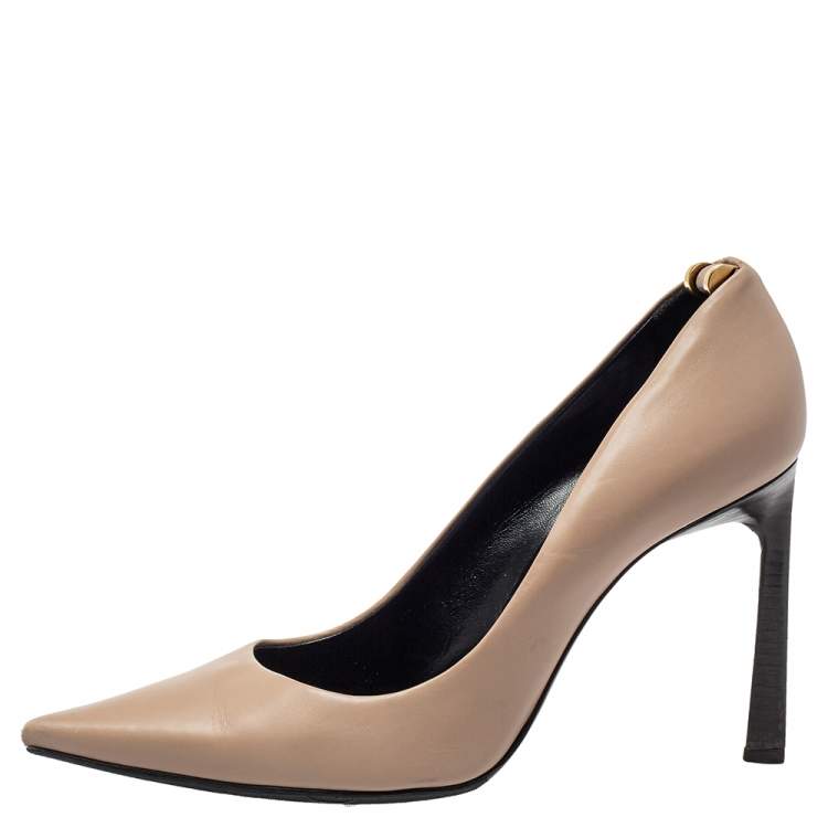 Pre Owned Lanvin Beige Leather Pointed Toe Pumps Size 40