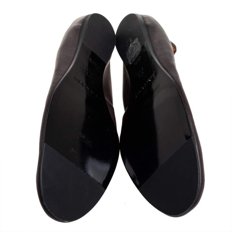 Pre Owned Lanvin Brown Leather Ballet Flats Size 38.5