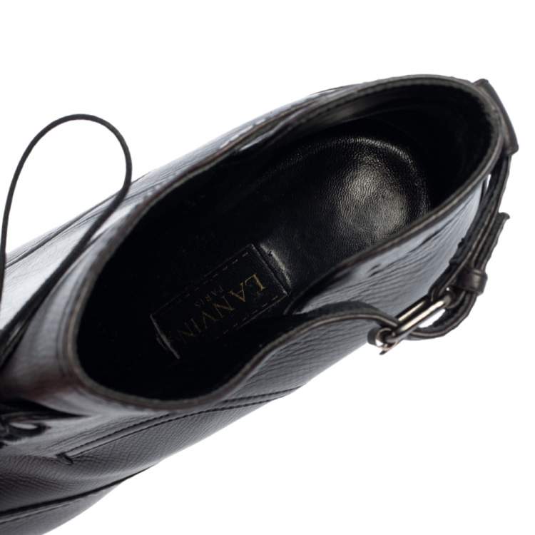 مملوكة مسبقًا Lanvin Black Leather Pointed Toe Ankle Booties Size 39