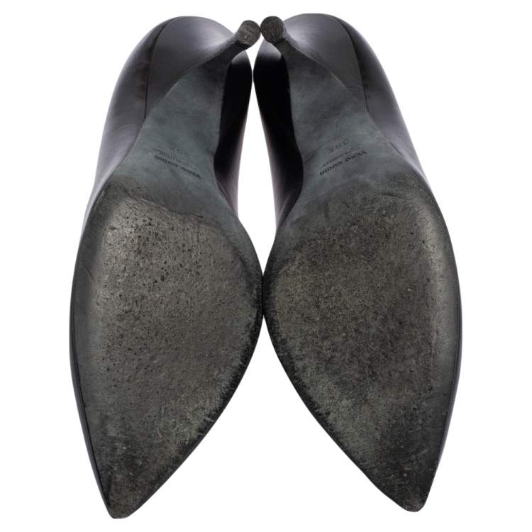 Pre Owned Lanvin Black Leather Pointed Toe Pumps Size 39.5