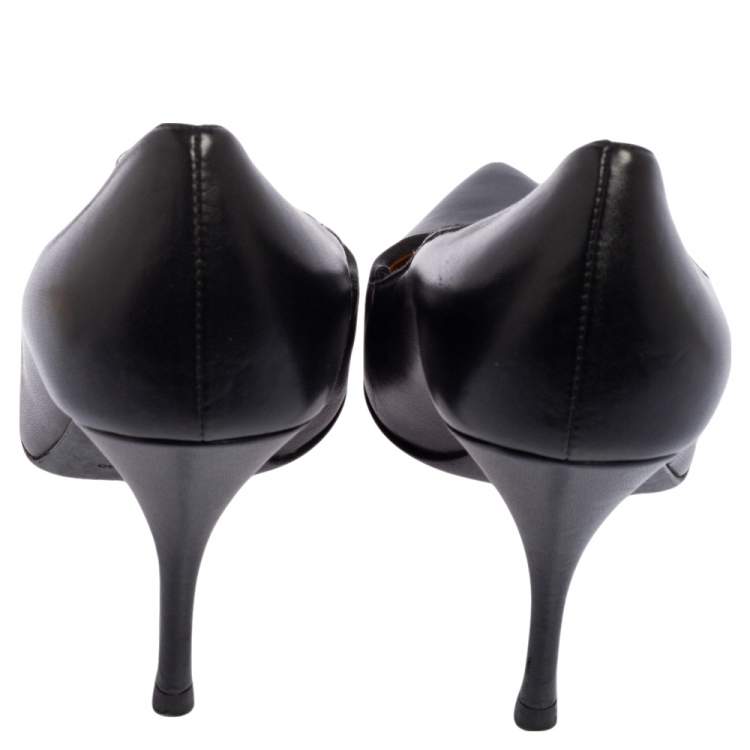 Pre Owned Lanvin Black Leather Pointed Toe Pumps Size 39.5