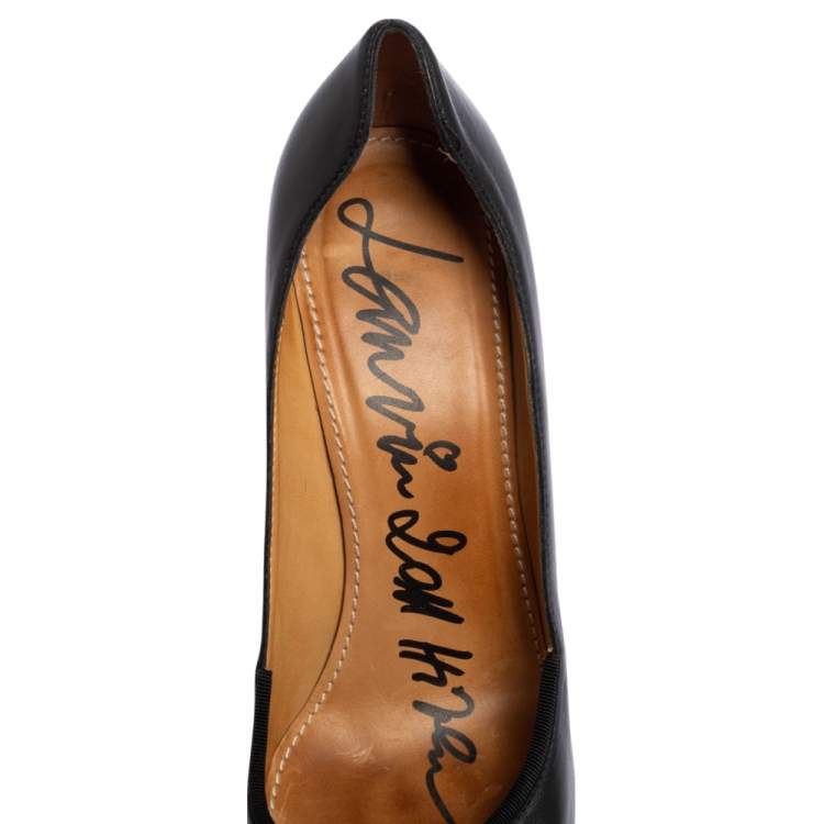 Pre Owned Lanvin Black Leather Pointed Toe Pumps Size 39.5