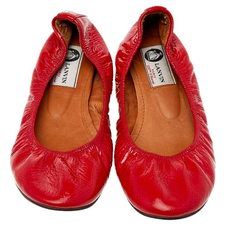 مملوكة مسبقًا Lanvin Red Patent Leather Ballet Flats Size 38
