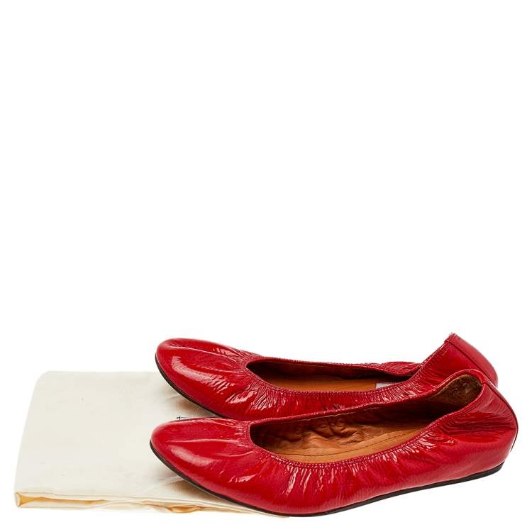 مملوكة مسبقًا Lanvin Red Patent Leather Ballet Flats Size 38