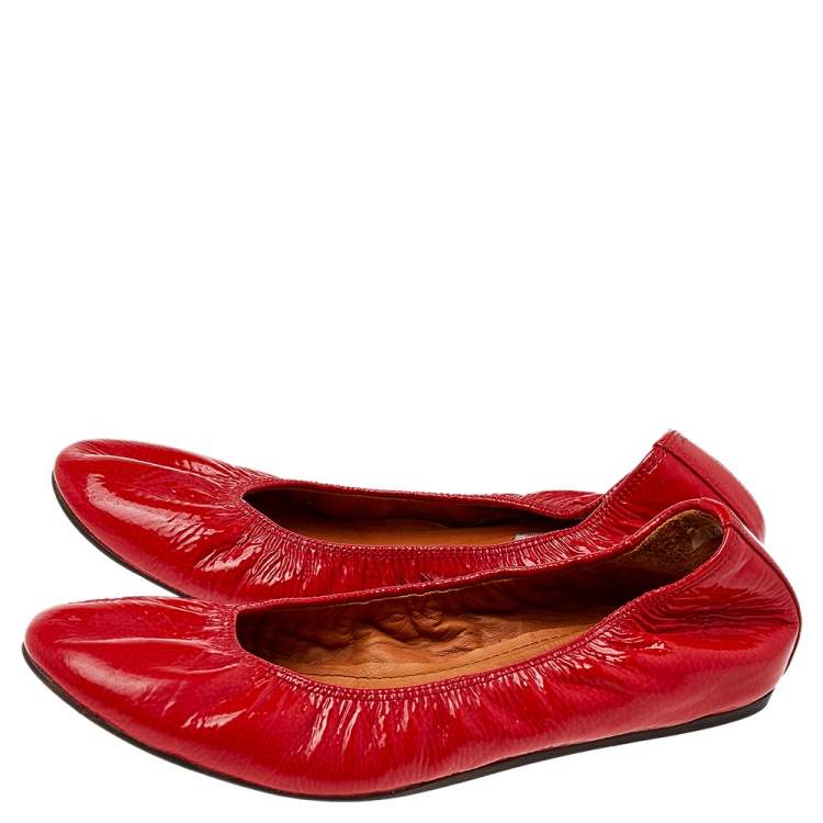 مملوكة مسبقًا Lanvin Red Patent Leather Ballet Flats Size 38